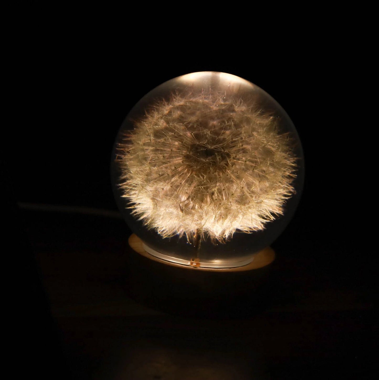 Dandelion Night Light, Real Dandelion Puff Paperweight, Flower Epoxy Resin Nightlight, Epoxy Resin Wood Table Lamp Father'S Day Gifts Idea