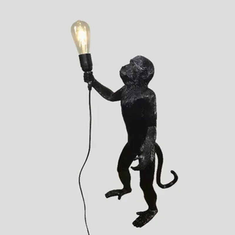 Nordic Creative Ceiling Hemp Rope Pendant Lamp Resin Monkey Lamp Bedroom Children'S Room Home Decoration Lampara Techo