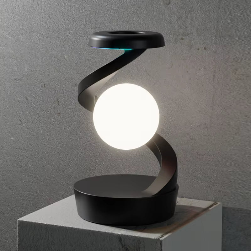 LED 360° Rotating Night Light with Wireless Charger Cordless Desk Lamp Rechargeable LED Levitating Night Light for Living Room