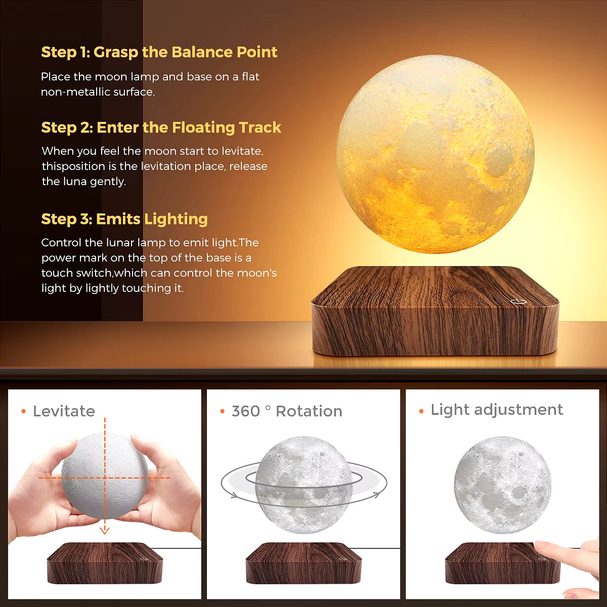 Lámpara de Luna Flotante 3D