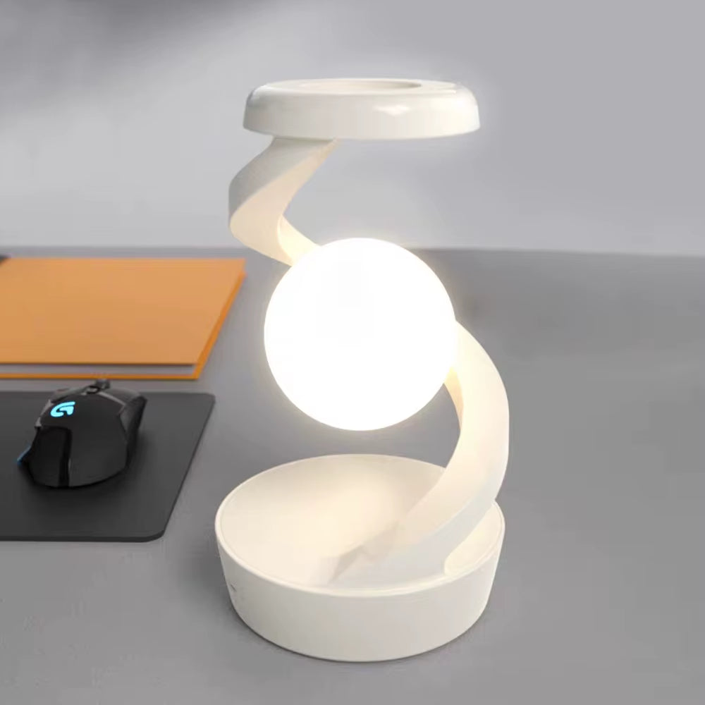 LED 360° Rotating Night Light with Wireless Charger Cordless Desk Lamp Rechargeable LED Levitating Night Light for Living Room