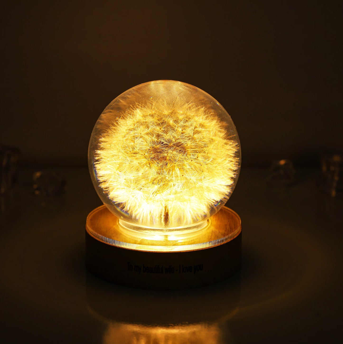 Dandelion Night Light, Real Dandelion Puff Paperweight, Flower Epoxy Resin Nightlight, Epoxy Resin Wood Table Lamp Father'S Day Gifts Idea
