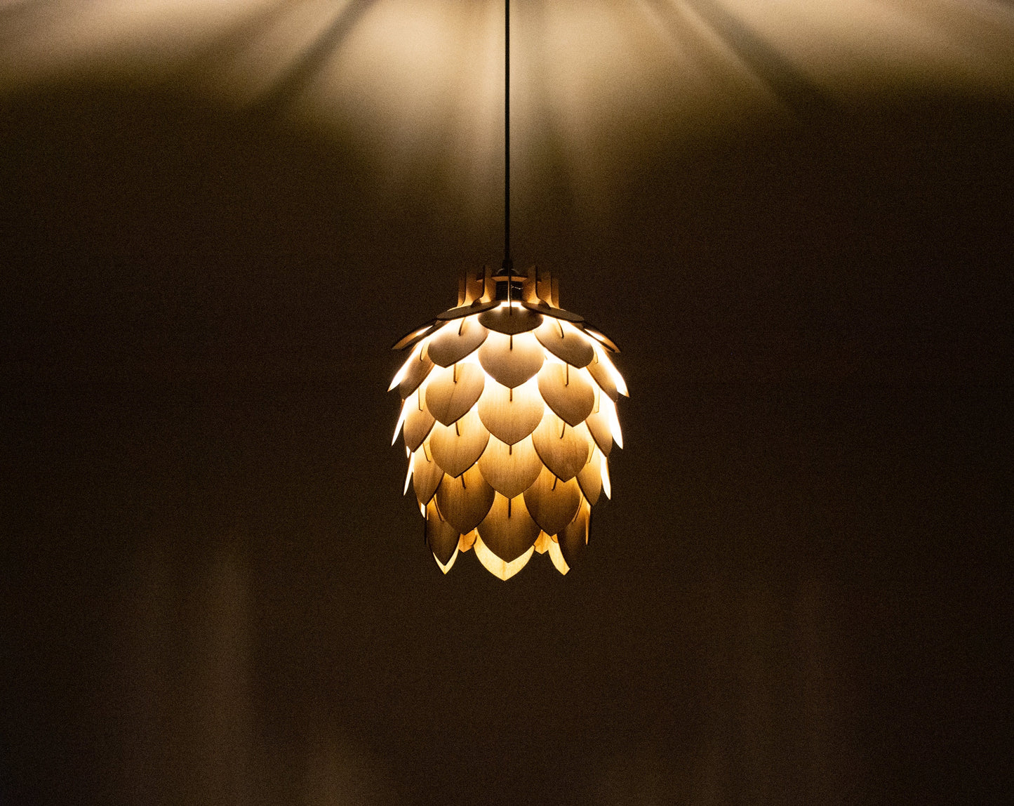 Wooden Pine Cone Chandelier Lamp - Wooden Pendant Light - Wood Bedroom Lampshade - Modern Dining Room Lamp - Artichoke Shape Light