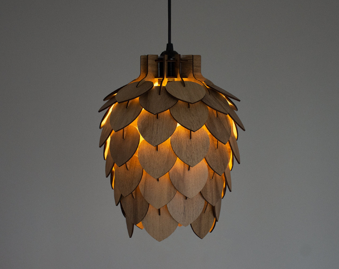 Wooden Pine Cone Chandelier Lamp - Wooden Pendant Light - Wood Bedroom Lampshade - Modern Dining Room Lamp - Artichoke Shape Light