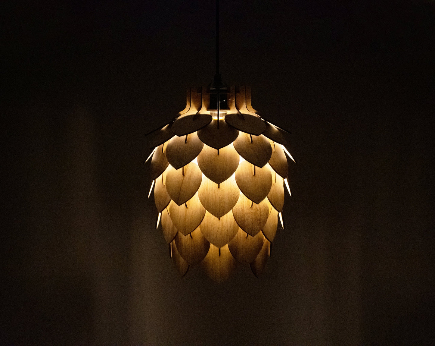 Wooden Pine Cone Chandelier Lamp - Wooden Pendant Light - Wood Bedroom Lampshade - Modern Dining Room Lamp - Artichoke Shape Light