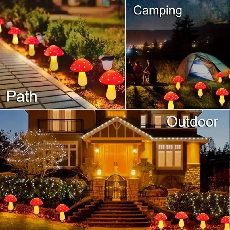 Solar Mushroom Lights Outdoor - 8 Modes Garden Lights for Pathway Yard Camping Holiday Festive Lighting Pathway Decor