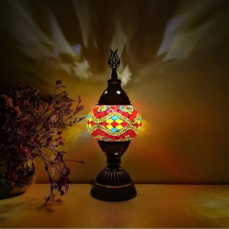 Turkish Mosaic Table Lamp Vintage Art Deco Handcrafted Lamparas De Mesa Mosaic Glass Romantic Bed Light Lamparas Con Mosaicos