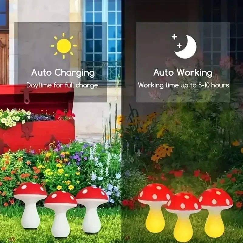 Solar Mushroom Lights Outdoor - 8 Modes Garden Lights for Pathway Yard Camping Holiday Festive Lighting Pathway Decor