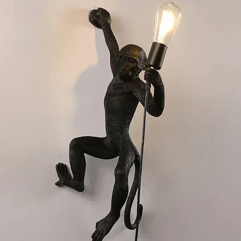 Nordic Creative Ceiling Hemp Rope Pendant Lamp Resin Monkey Lamp Bedroom Children'S Room Home Decoration Lampara Techo