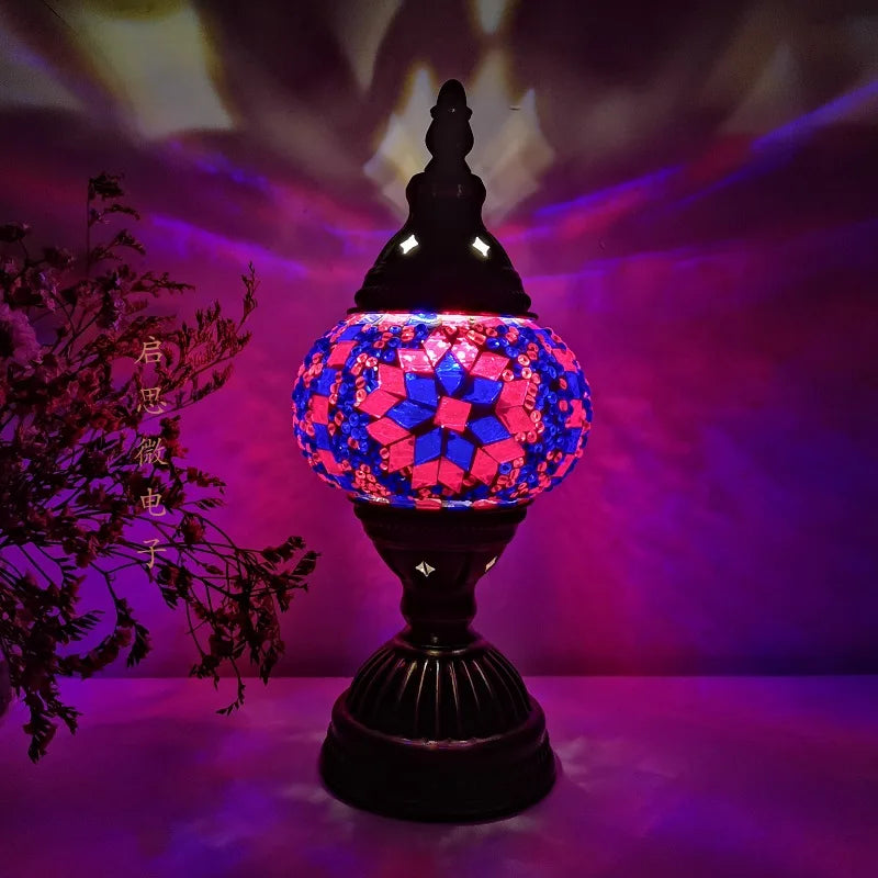 Turkish Mosaic Table Lamp Vintage Art Deco Handcrafted Lamparas De Mesa Mosaic Glass Romantic Bed Light Lamparas Con Mosaicos