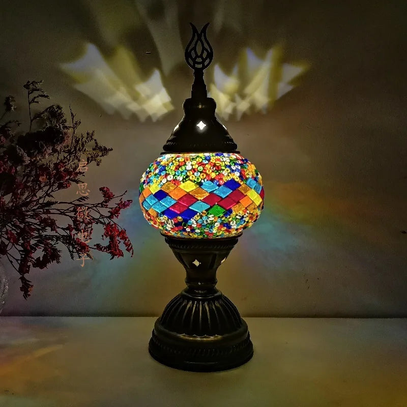 Turkish Mosaic Table Lamp Vintage Art Deco Handcrafted Lamparas De Mesa Mosaic Glass Romantic Bed Light Lamparas Con Mosaicos
