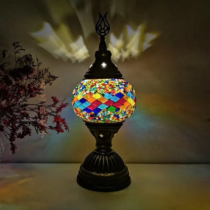 Turkish Mosaic Table Lamp Vintage Art Deco Handcrafted Lamparas De Mesa Mosaic Glass Romantic Bed Light Lamparas Con Mosaicos