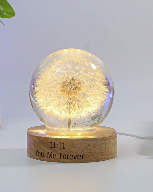 Dandelion Night Light, Real Dandelion Puff Paperweight, Flower Epoxy Resin Nightlight, Epoxy Resin Wood Table Lamp Father'S Day Gifts Idea