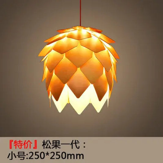 Chinese Style Wood Pendant Lights Pine Cone Hanging Lamps Home Deco Art Light Fixture Loft Living Room Restaurant Bar Luminaria
