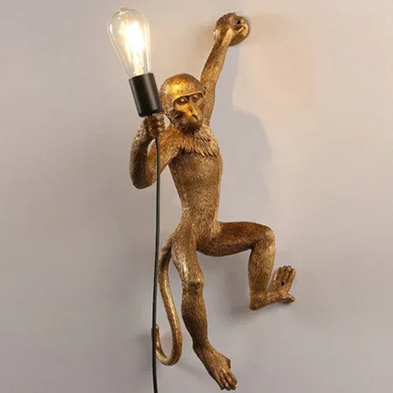 Nordic Creative Ceiling Hemp Rope Pendant Lamp Resin Monkey Lamp Bedroom Children'S Room Home Decoration Lampara Techo