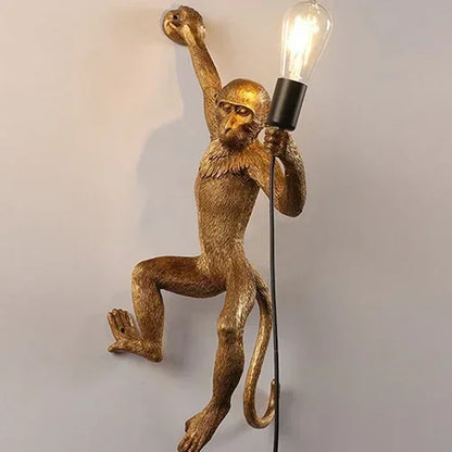 Nordic Creative Ceiling Hemp Rope Pendant Lamp Resin Monkey Lamp Bedroom Children'S Room Home Decoration Lampara Techo