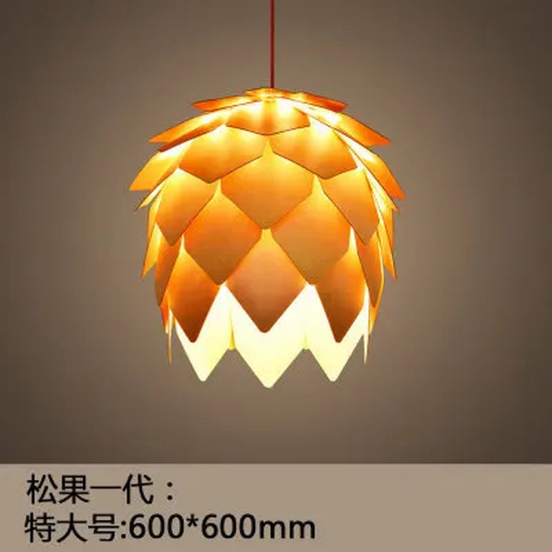Chinese Style Wood Pendant Lights Pine Cone Hanging Lamps Home Deco Art Light Fixture Loft Living Room Restaurant Bar Luminaria