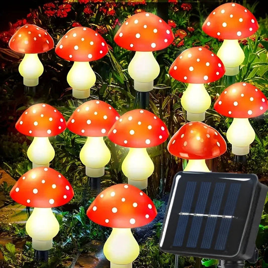 Solar Mushroom Lights Outdoor - 8 Modes Garden Lights for Pathway Yard Camping Holiday Festive Lighting Pathway Decor