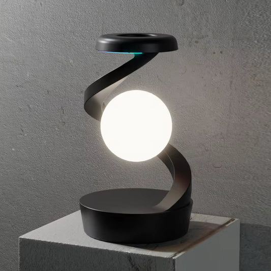 LED 360° Rotating Night Light with Wireless Charger Cordless Desk Lamp Rechargeable LED Levitating Night Light for Living Room