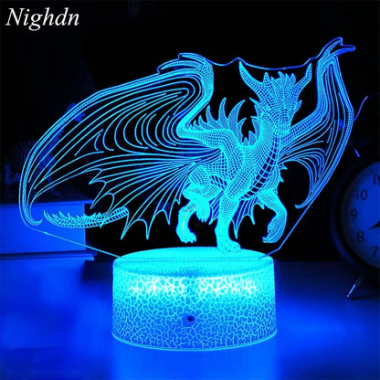 Lámpara Nocturna de Dragón LED de Acrílico