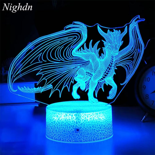 Lámpara Nocturna de Dragón LED de Acrílico