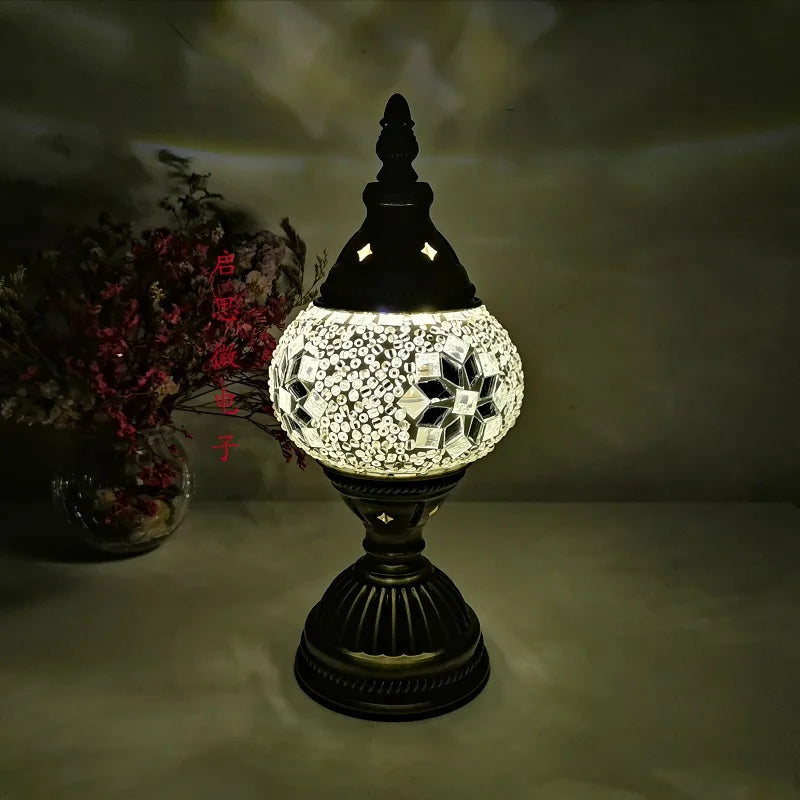 Turkish Mosaic Table Lamp Vintage Art Deco Handcrafted Lamparas De Mesa Mosaic Glass Romantic Bed Light Lamparas Con Mosaicos