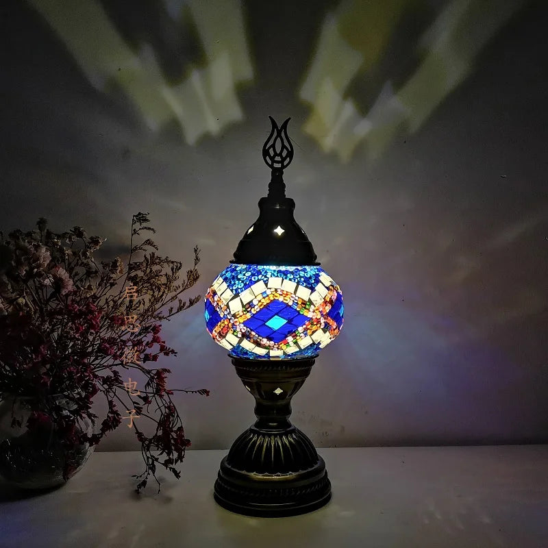 Turkish Mosaic Table Lamp Vintage Art Deco Handcrafted Lamparas De Mesa Mosaic Glass Romantic Bed Light Lamparas Con Mosaicos