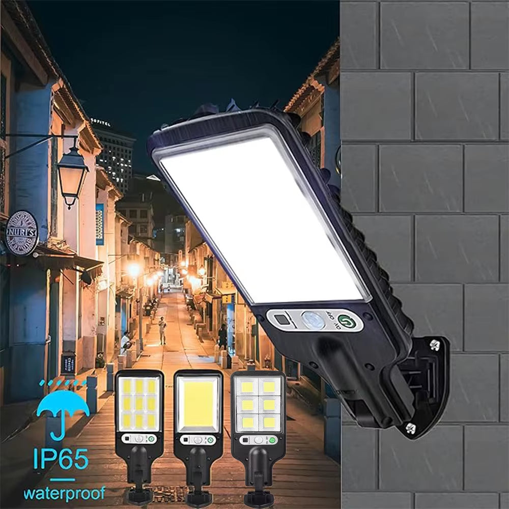 Outdoor Solar Wall Led Light with Human Body Motion Sensor 3 Modes Garden Terrace Garage Courtyard Waterproof Street Lighting
