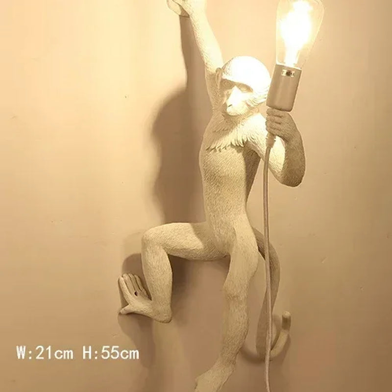 Nordic Creative Ceiling Hemp Rope Pendant Lamp Resin Monkey Lamp Bedroom Children'S Room Home Decoration Lampara Techo