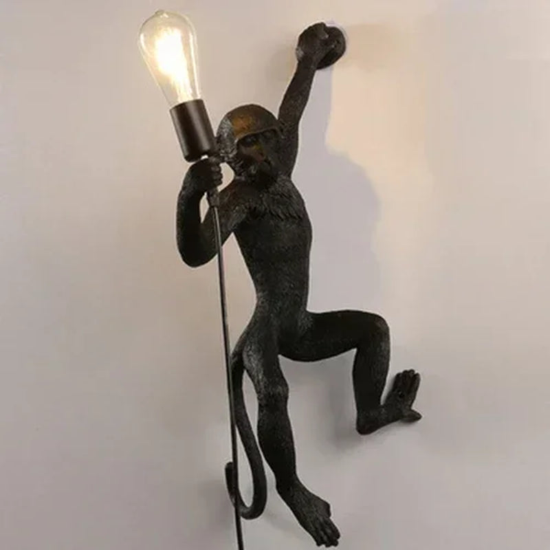 Nordic Creative Ceiling Hemp Rope Pendant Lamp Resin Monkey Lamp Bedroom Children'S Room Home Decoration Lampara Techo