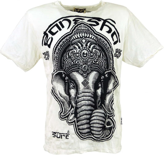 GURU-SHOP, Sure T-Shirt Ganesh, Blanco, Algodón, Tamaño:L, Camisetas Seguras