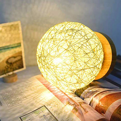 LED Reading Desk Lamp Rattan Ball Light USB Charging Modern Bedside Night for Bedroom Living Room Lighting Home Decoration