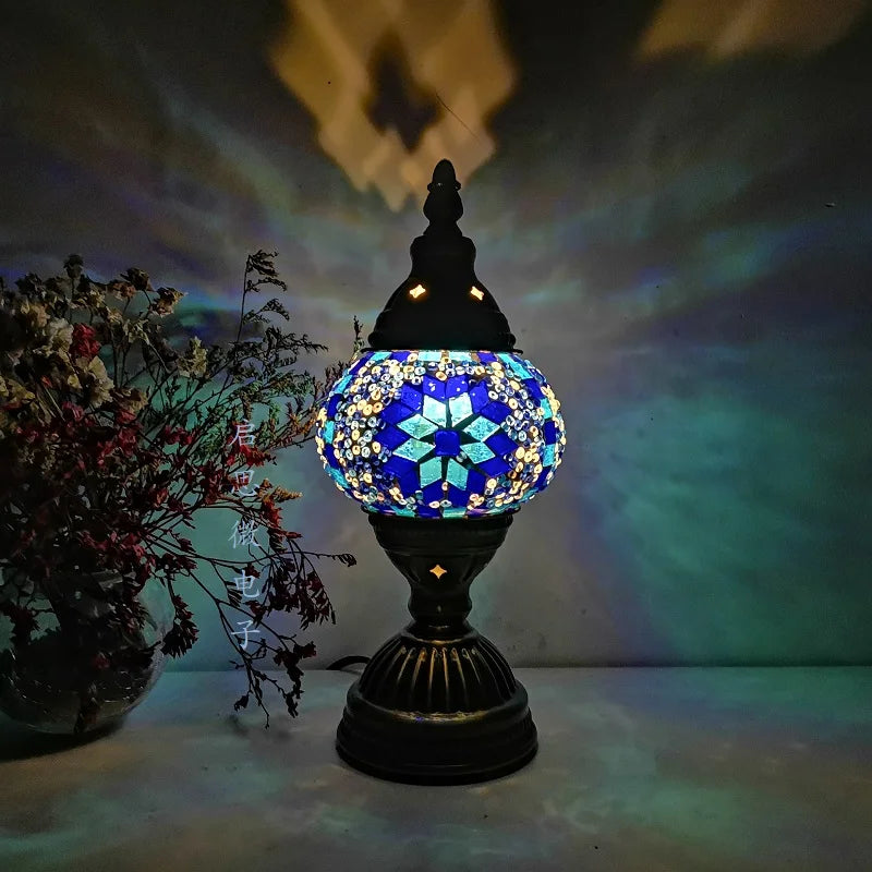 Turkish Mosaic Table Lamp Vintage Art Deco Handcrafted Lamparas De Mesa Mosaic Glass Romantic Bed Light Lamparas Con Mosaicos
