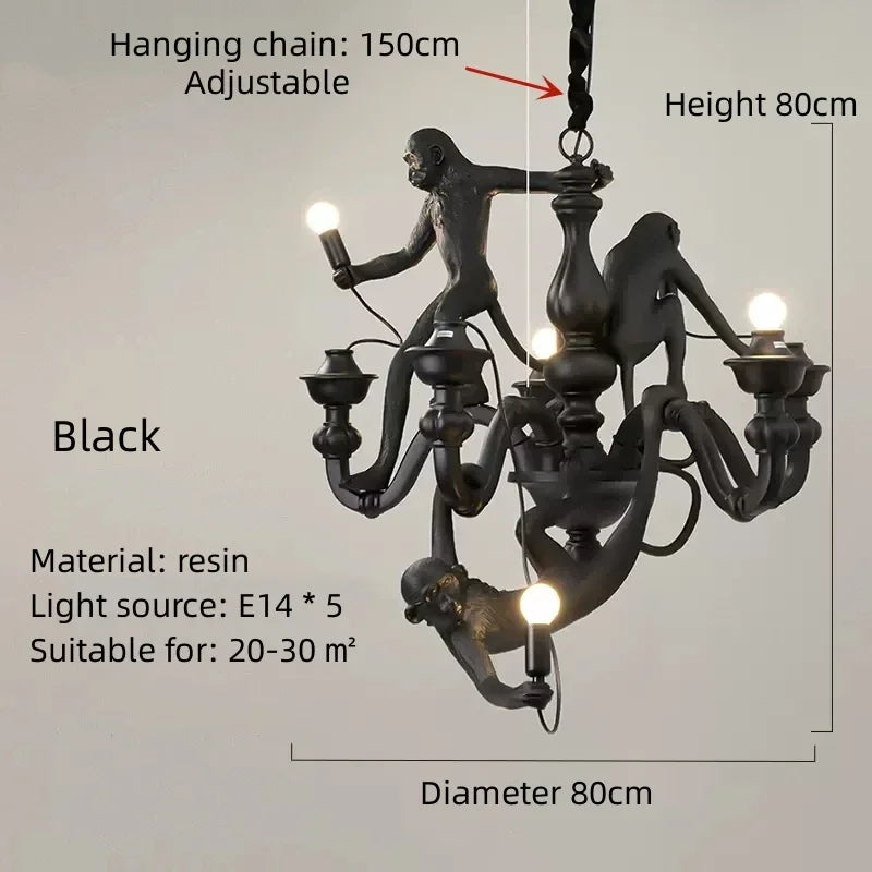 Nordic Creative Ceiling Hemp Rope Pendant Lamp Resin Monkey Lamp Bedroom Children'S Room Home Decoration Lampara Techo