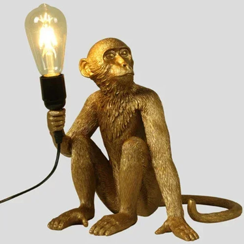 Nordic Creative Ceiling Hemp Rope Pendant Lamp Resin Monkey Lamp Bedroom Children'S Room Home Decoration Lampara Techo