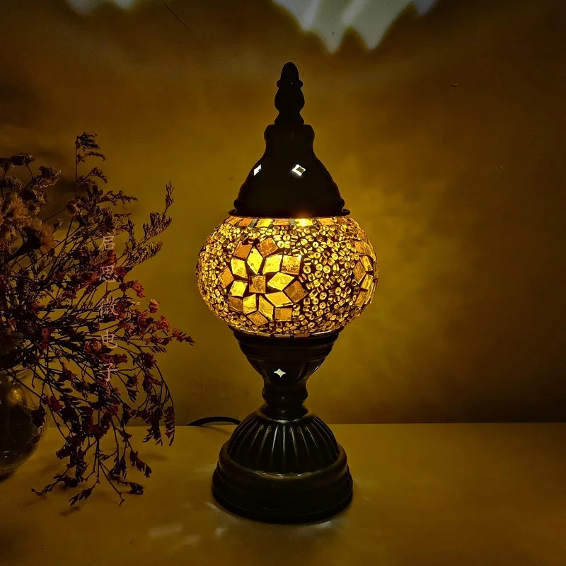 Turkish Mosaic Table Lamp Vintage Art Deco Handcrafted Lamparas De Mesa Mosaic Glass Romantic Bed Light Lamparas Con Mosaicos