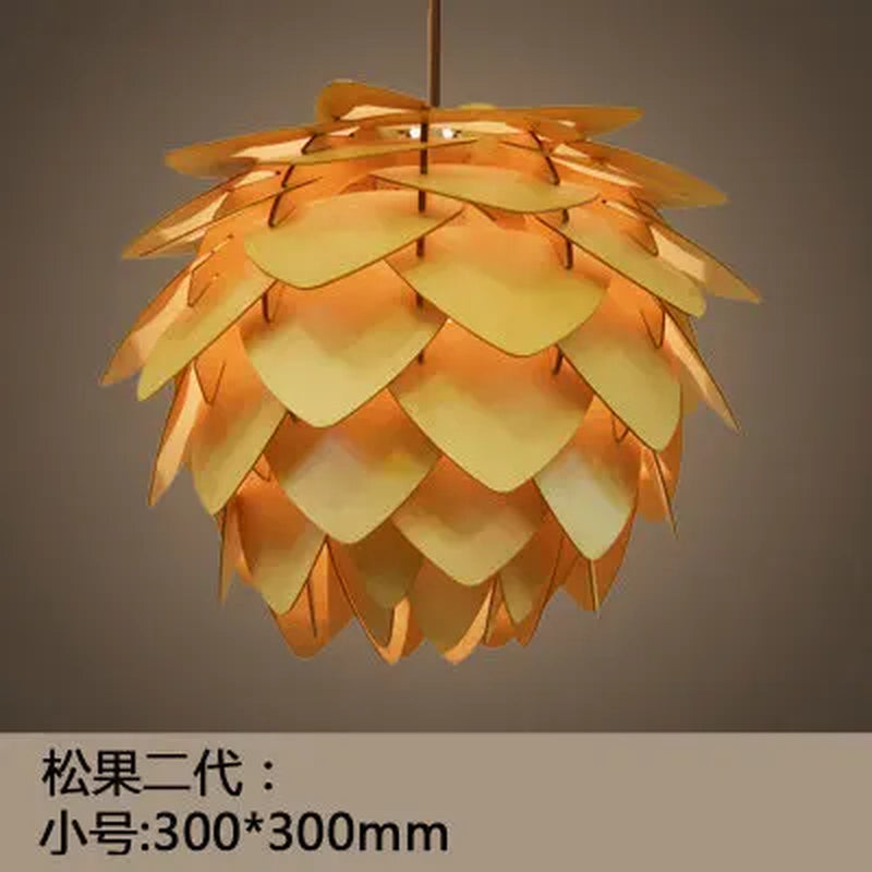 Chinese Style Wood Pendant Lights Pine Cone Hanging Lamps Home Deco Art Light Fixture Loft Living Room Restaurant Bar Luminaria