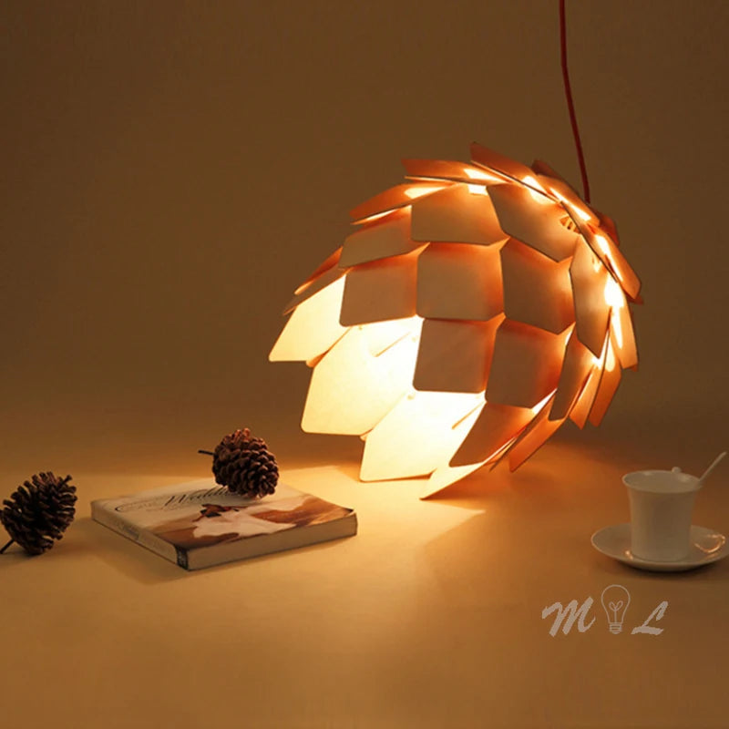Chinese Style Wood Pendant Lights Pine Cone Hanging Lamps Home Deco Art Light Fixture Loft Living Room Restaurant Bar Luminaria