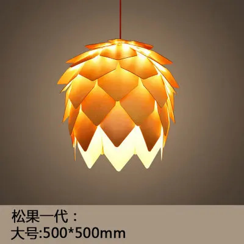 Chinese Style Wood Pendant Lights Pine Cone Hanging Lamps Home Deco Art Light Fixture Loft Living Room Restaurant Bar Luminaria