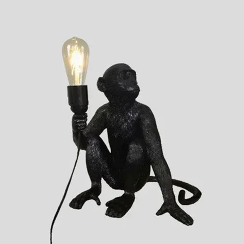 Nordic Creative Ceiling Hemp Rope Pendant Lamp Resin Monkey Lamp Bedroom Children'S Room Home Decoration Lampara Techo