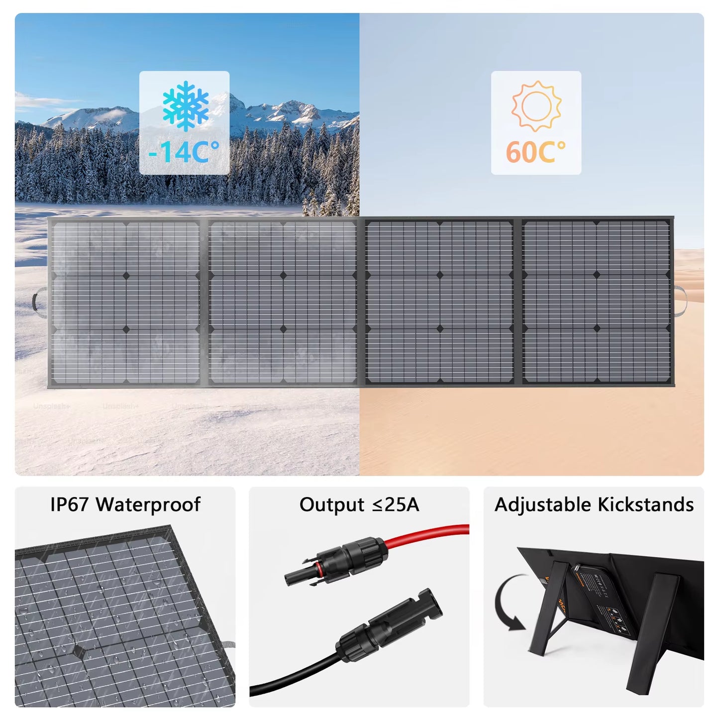 400W Portable Solar Panel,Foldable Solar Panel Power Backup, 31V Output Solar Charger for Power Station off Grid Outdoor