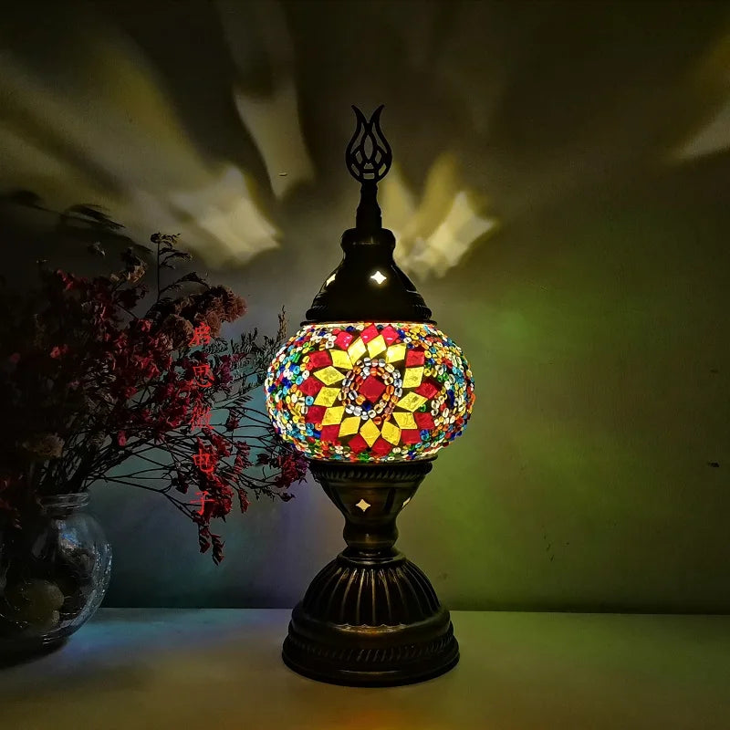 Turkish Mosaic Table Lamp Vintage Art Deco Handcrafted Lamparas De Mesa Mosaic Glass Romantic Bed Light Lamparas Con Mosaicos