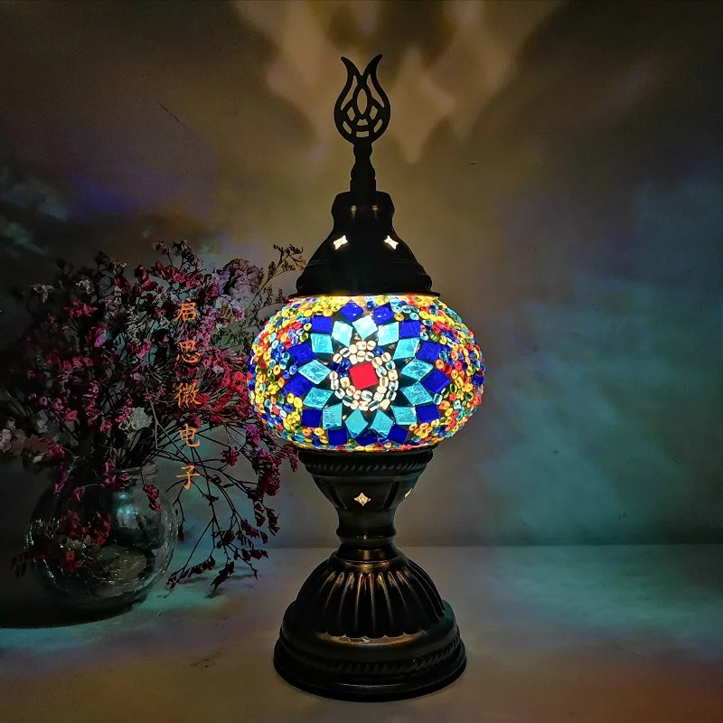 Turkish Mosaic Table Lamp Vintage Art Deco Handcrafted Lamparas De Mesa Mosaic Glass Romantic Bed Light Lamparas Con Mosaicos