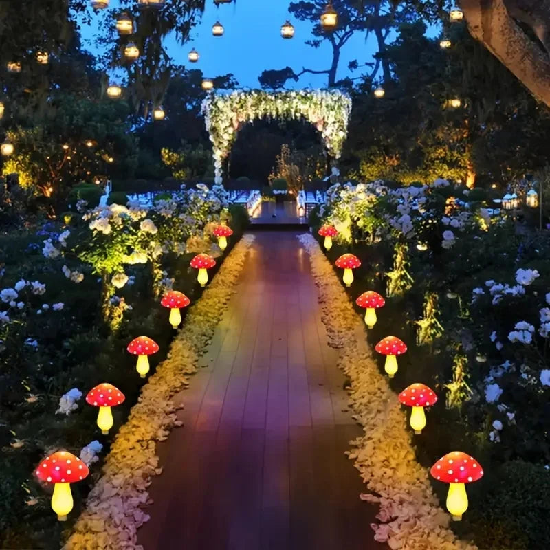 Solar Mushroom Lights Outdoor - 8 Modes Garden Lights for Pathway Yard Camping Holiday Festive Lighting Pathway Decor