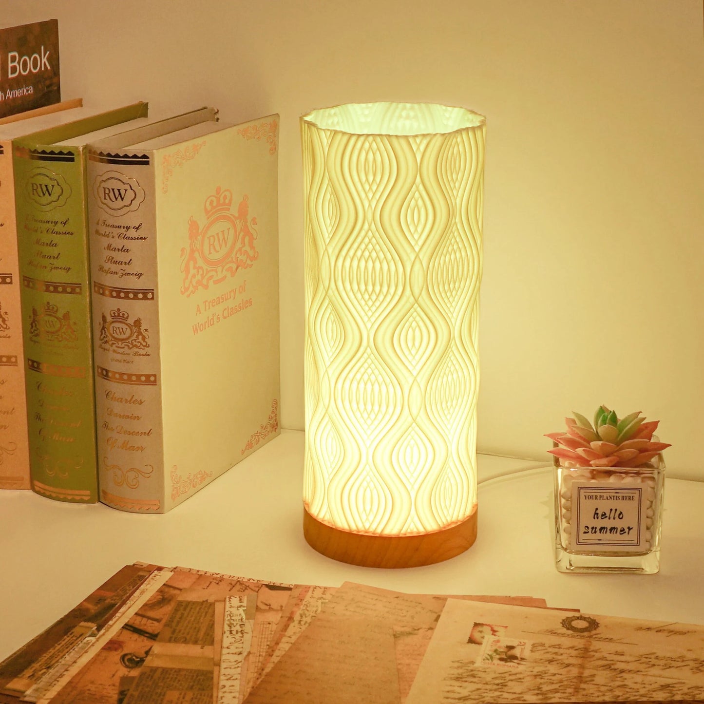 Boho Table Lamp 3D Printed Art Sculpture Table Lamp – Unique Bedside Decor, Night Light, and Creative Birthday Gifts for Mom
