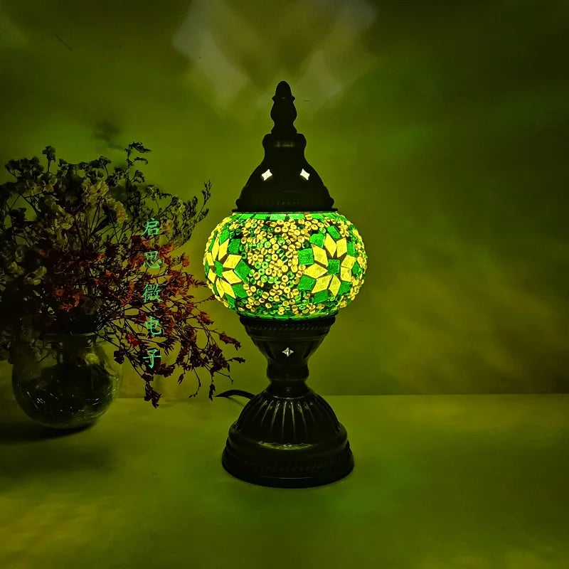 Turkish Mosaic Table Lamp Vintage Art Deco Handcrafted Lamparas De Mesa Mosaic Glass Romantic Bed Light Lamparas Con Mosaicos