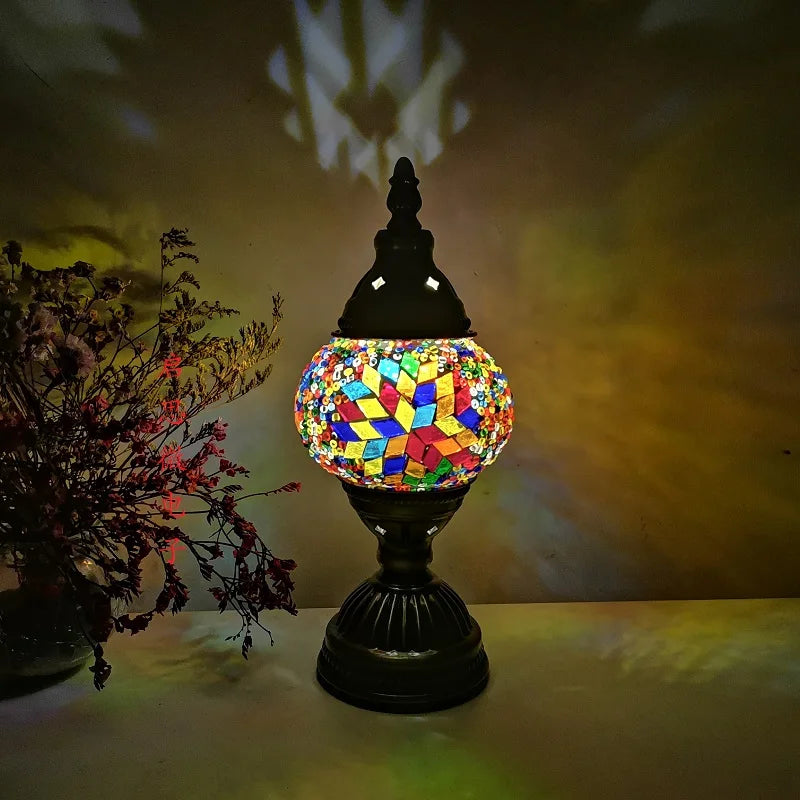 Turkish Mosaic Table Lamp Vintage Art Deco Handcrafted Lamparas De Mesa Mosaic Glass Romantic Bed Light Lamparas Con Mosaicos