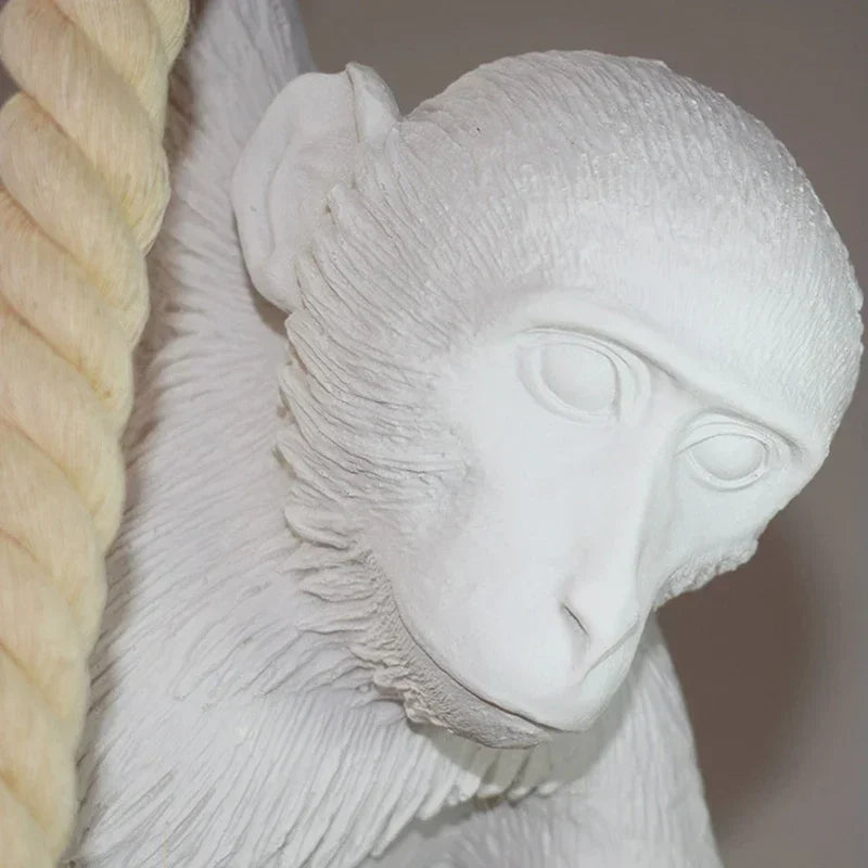 Nordic Creative Ceiling Hemp Rope Pendant Lamp Resin Monkey Lamp Bedroom Children'S Room Home Decoration Lampara Techo