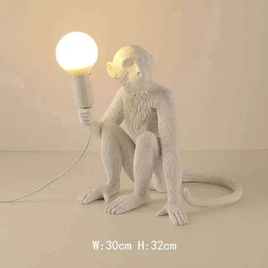 Nordic Creative Ceiling Hemp Rope Pendant Lamp Resin Monkey Lamp Bedroom Children'S Room Home Decoration Lampara Techo
