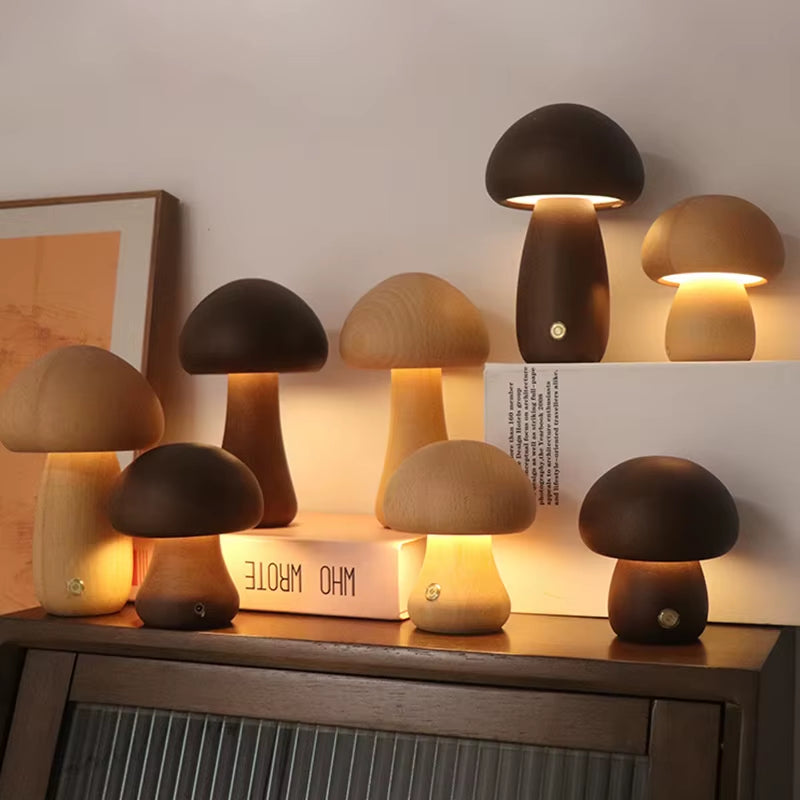 Lamparas Setas Madera Led regulables